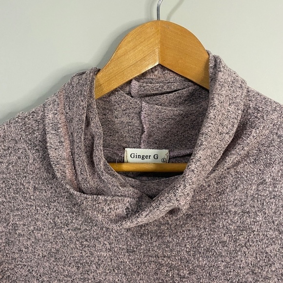 Ginger G Pink-ish with Gray Specks Women's Turtleneck Light Knit Sweater Size L - Picture 3 of 9